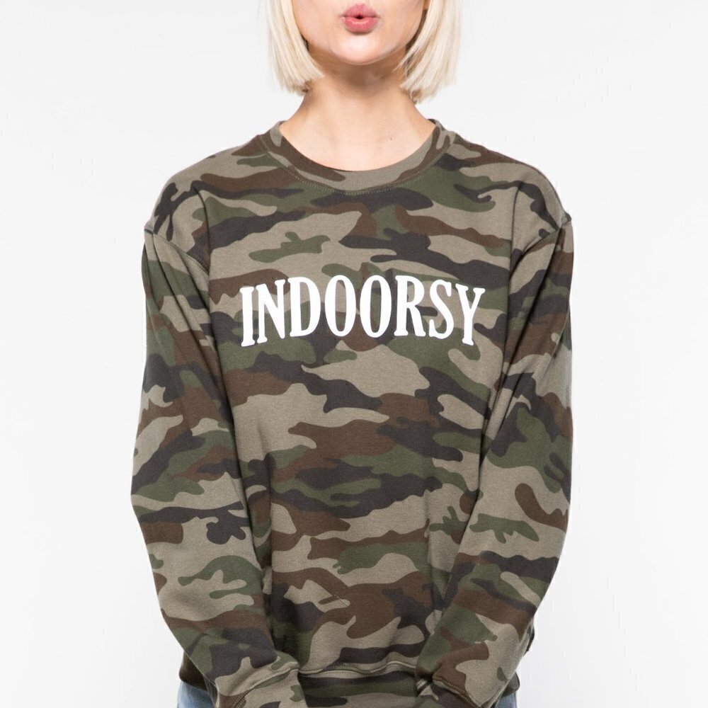 Suburban Riot green camo sweatshirt Indoorsy shirt willow women new